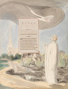 トーマス・グレイの詩、デザイン107、田舎の教会の庭に書かれたエレジー。 作： William Blake